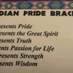 A close up of the words indian pride bracketed on a poster